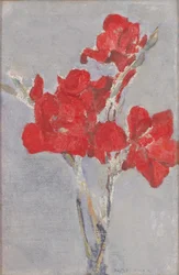 Rote Gladiolen, um 1906